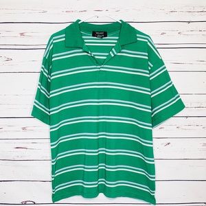 Walnut Creek Green & White Stripe Polo Shirt Men’s Size Large
